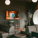 Blu Monkey lounge with branded wall artwork and seating