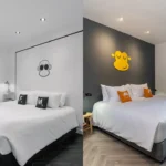 Side-by-side Blu Monkey hotel rooms representing Phuket and Krabi stays