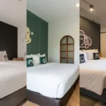 Three Blu Monkey hotel rooms representing Phuket, Krabi and Surat Thani stops